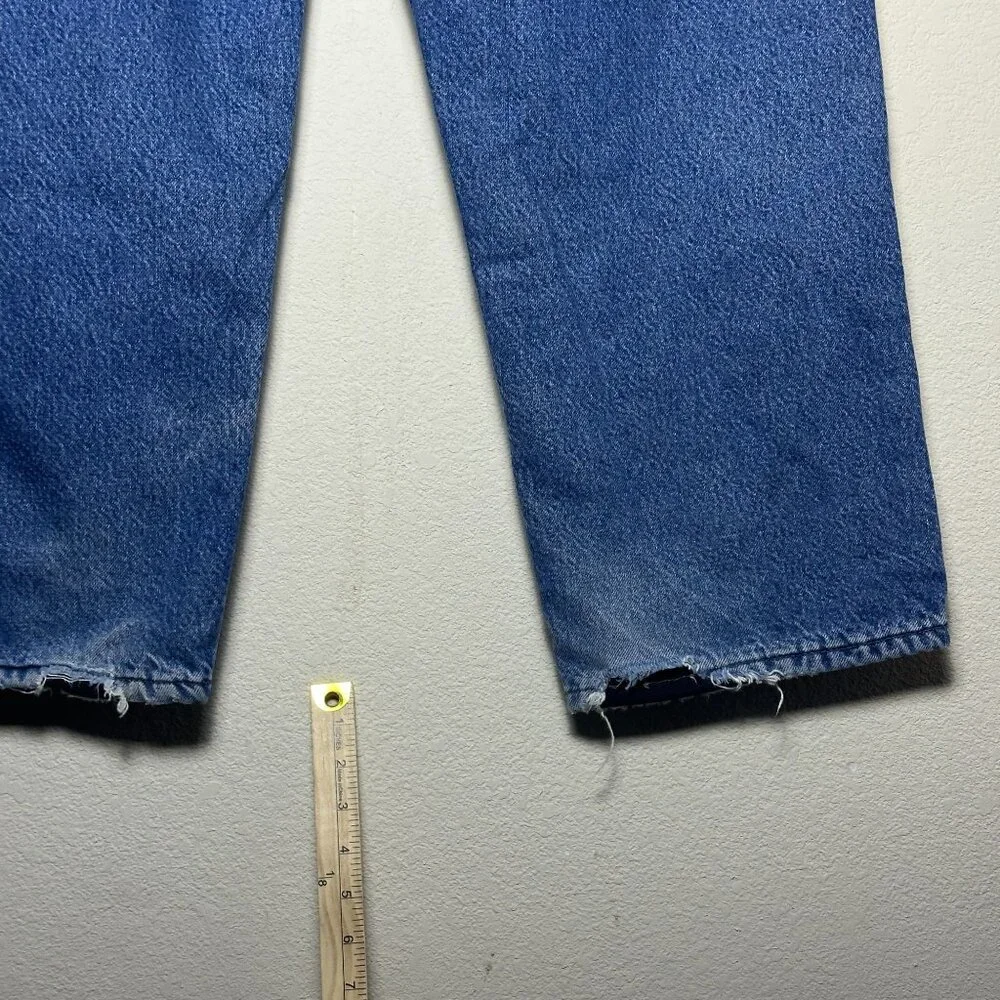 Carhartt Men 40x30 Blue Denim Jean Pant Insulated Fleece Lined Winter Outerwear - Picture 15 of 16